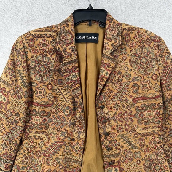 Ellen Tracy Blazer Jacket Womens 6 Aztec 100% Wool Tapestry BOHO Jacket Career - Picture 3 of 14